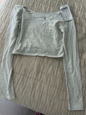 NWT Brandy Melville Long Sleeve Crop Top - Light Gray